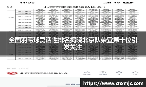 全国羽毛球灵活性排名揭晓北京队荣登第十位引发关注